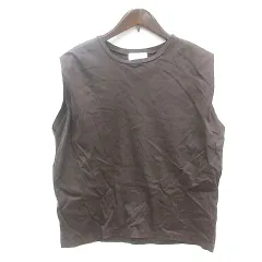 オペークドットクリップ OPAQUE.CLIP カットソー クルーネック ノースリーブ 38 M 茶 ブラウン /MN