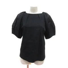 オペークドットクリップ OPAQUE.CLIP カットソー ボートネック 切替 バルーンスリーブ 五分袖 S 黒 ブラック /MS