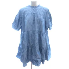 ビス ViS シャツワンピース ミニ バックリボン 五分袖 F 水色 ライトブルー /AU