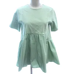 オペークドットクリップ OPAQUE.CLIP カットソー ラウンドネック 切替 ペプラム 半袖 S 緑 グリーン /AU