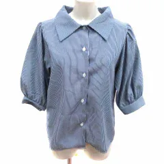 ブルーイースト BLUE EAST シャツ ブラウス ストライプ 七分袖 紺 ネイビー 白 ホワイト /YK