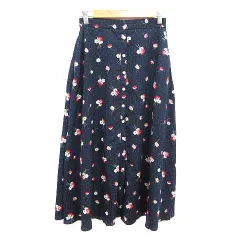 グローバルワーク GLOBAL WORK フレアスカート ロング ドット 花柄 M 紺 ネイビー /YK