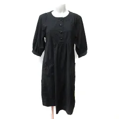 レイビームス Ray Beams ワンピース ひざ丈 七分袖 黒 ブラック /YI