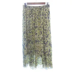 グローバルワーク GLOBAL WORK プリーツスカート マキシ ロング 花柄 M ベージュ /AU