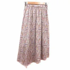 ロペピクニック ROPE Picnic フレアスカート ロング アシメントリー 総柄 38 M グレージュ 紫 パープル /YK