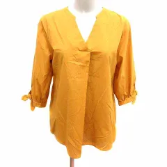 グローブ grove ブラウス スリットネック 七分袖 M 黄色 マスタード /YK