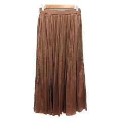 グローバルワーク GLOBAL WORK ギャザースカート ロング M 茶 ブラウン /MN