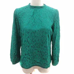 グローブ grove ブラウス 総レース 長袖 M 緑 グリーン /YK