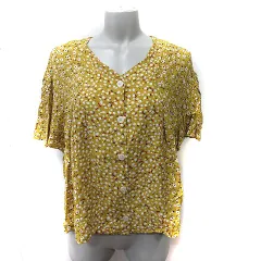ニコアンド Niko and.. ブラウス 半袖 花柄 4 L 黄土色 /YI