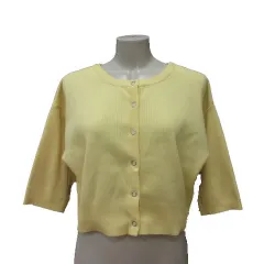 ダブルクローゼット w closet カーディガン ニット ショート丈 七分袖 F 黃 イエロー /MS