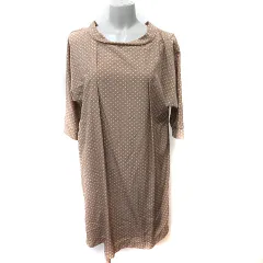 ナチュラルビューティーベーシック NATURAL BEAUTY BASIC ワンピース ひざ丈 七分袖 ドット M ベージュ /YI