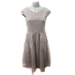 エフデ ef-de ワンピース ひざ丈 フレンチスリーブ 9 M ベージュ /YI