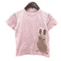 無印良品 良品計画 カットソー Tシャツ クルーネック プリント 半袖 120 ピンク /MN ●RY