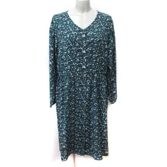 シューラルー SHOO・LA・RUE ワンピース ひざ丈 長袖 花柄 L 緑 グリーン /YI