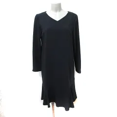 ナチュラルビューティーベーシック NATURAL BEAUTY BASIC ワンピース ひざ丈 長袖 M 黒 ブラック /YI