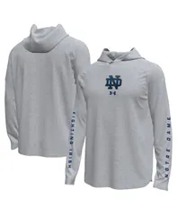 アンダーアーマー メンズ トップス Tシャツ 長袖 Under Armour Mens Gray Notre Dame Fighting Irish Tech Stretch LongSleeve Hooded TShirt Gray グレー