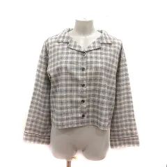 ナイスクラップ NICE CLAUP シャツ オープンカラー チェック 長袖 F 黒 ブラック 白 アイボリー 黃 イエロー 赤 レッド /MS