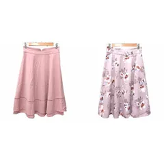 ミッシュマッシュ MISCH MASCH フレアスカート ミモレ ロング リバーシブル レース 花柄 38 M ピンク /YK