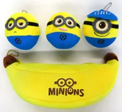 【中古】ぬいぐるみマスコット・ぬいぐるみバッジ 集合(イエロー/ツナギ) バナナポーチマスコット ボールチェーン 2 「ミニオンズ」