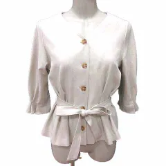 インデックス INDEX ブラウス タック ウエストマーク 七分袖 S 白 オフホワイト /YK