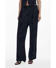 デジグアル レディース ボトムス カジュアルパンツ フラワー柄 パンツ フラワー Desigual Womens Flocked floral pants Black ブラック