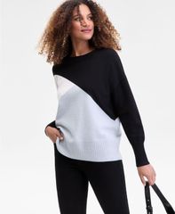 アイエヌシー インターナショナル コンセプト レディース アウター ニット・セーター カラーブロック INC International Concepts Womens Colorblocked DolmanSleeve Sweater Grey Combo