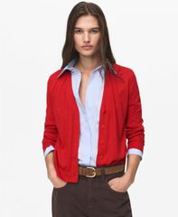 マンゴ レディース アウター ニット・セーター Vネック カーディガン ニット MANGO Womens VNeck Knitted Cardigan Dark Orange オレンジ