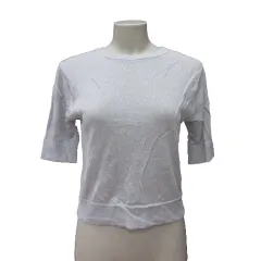 アズールバイマウジー AZUL by moussy ニット カットソー ラメ 五分袖 F アイスブルー /MS