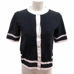 インデックス INDEX カーディガン ニット 五分袖 M 紺 ネイビー ピンク /YK