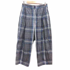 アーバンリサーチ URBAN RESEARCH ワイドパンツ チェック Free チャコールグレー 青 ブルー /YK