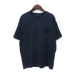 ナノユニバース nano universe Tシャツ カットソー 半袖 ストライプ L 紺 ネイビー /YI