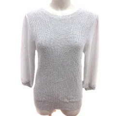 テチチ Te chichi ニット カットソー 切替 シフォン 長袖 M グレー /YK