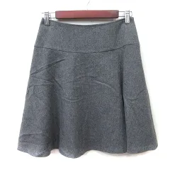 ナチュラルビューティーベーシック NATURAL BEAUTY BASIC フレアスカート ひざ丈 ウール S グレー /YI