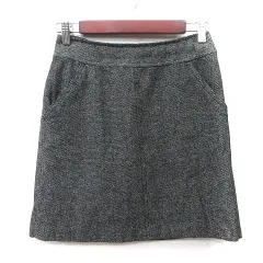 ナチュラルビューティーベーシック NATURAL BEAUTY BASIC タイトスカート ミニ ツイード 総柄 ウール XS 黒 ブラック /YI