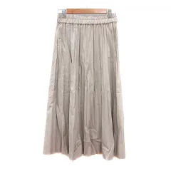 グローブ grove プリーツスカート ロング フェイクレザー M グレージュ /MN