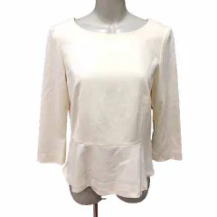 ナチュラルビューティーベーシック NATURAL BEAUTY BASIC ブラウス ペプラム 七分袖 L 白 オフホワイト /YK