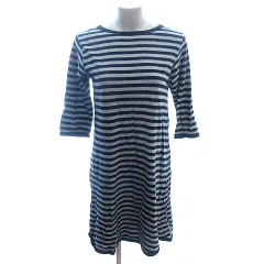 ビームスボーイ BEAMS BOY Tシャツワンピース ミニ ボートネック ボーダー 七分袖 グレー /AU