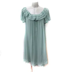 ペイトンプレイス PEYTON PLACE ワンピース ひざ丈 半袖 シフォン フリル M ミントグリーン /YI