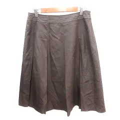 自由区 オンワード樫山 プリーツスカート ミモレ ロング ステッチ 46 XXL 茶 ブラウン /AU