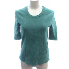 ナチュラルビューティーベーシック NATURAL BEAUTY BASIC ニット カットソー Uネック 五分袖 M 緑 グリーン /AU