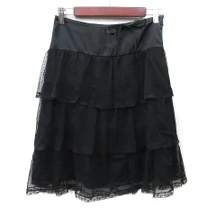 クミキョク 組曲 KUMIKYOKU PRIER フレアスカート ミモレ ロング ティアード チュール 2 M 黒 ブラック /YI