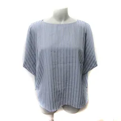 ナチュラルビューティーベーシック NATURAL BEAUTY BASIC ブラウス ストライプ 半袖 S グレー /YI