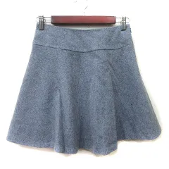 ナチュラルビューティーベーシック NATURAL BEAUTY BASIC フレアスカート ミニ ウール S 紺 ネイビー /YI