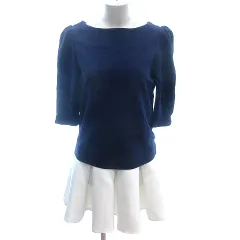 ラグナムーン LagunaMoon ドッキングワンピース ひざ丈 七分袖 S 紺 ネイビー /AU