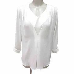 アーバンリサーチ URBAN RESEARCH ブラウス Vネック タック 七分袖 FREE 白 ホワイト /YK