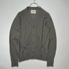 美品 MARKAWARE マーカウェア Vネックカーディガン エルボーパッチ コットンカシミヤ ライトグレー 1 Sのサムネイル