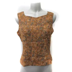 ペイトンプレイス PEYTON PLACE シフォンブラウス ノースリーブ 総柄 茶 ブラウン /YI