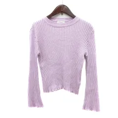 アースミュージック&エコロジー EARTH MUSIC & ECOLOGY ニット カットソー 長袖 リブ F 赤紫 パープル /MN ●RY