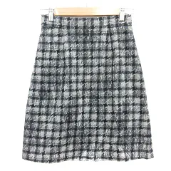 プロポーション ボディドレッシング PROPORTION BODY DRESSING フレアスカート ひざ丈 レース チェック 2 M グレー 紫 パープル /MN