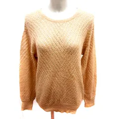 レストローズ L'EST ROSE ニット カットソー Uネック 長袖 2 L ベージュ /RT